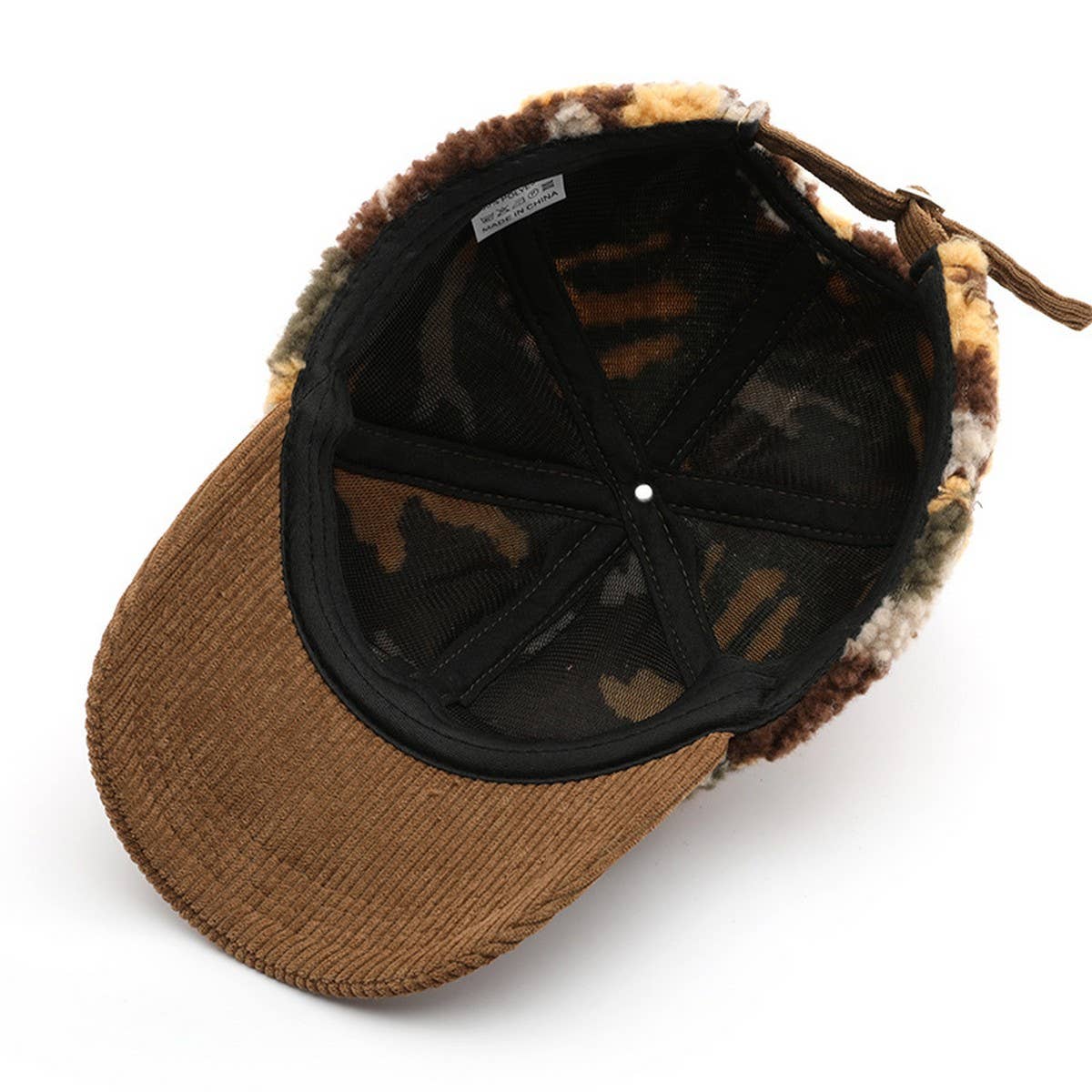 Winter Colorblock Fleece Camo Baseball Cap_CWAH2171