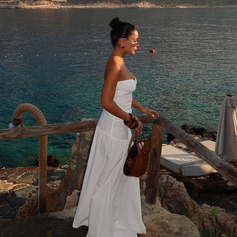 Hollow Out Tube Beach Vacation Dress