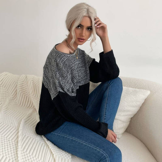 SLOUCHY SWEATER WITH CREW NECK MATCHING COLOR