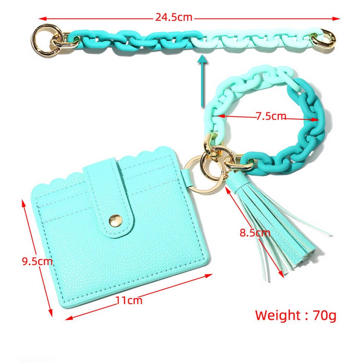 Color Acrylic Chain Embroidered PU Card Wallet_CWAB4996