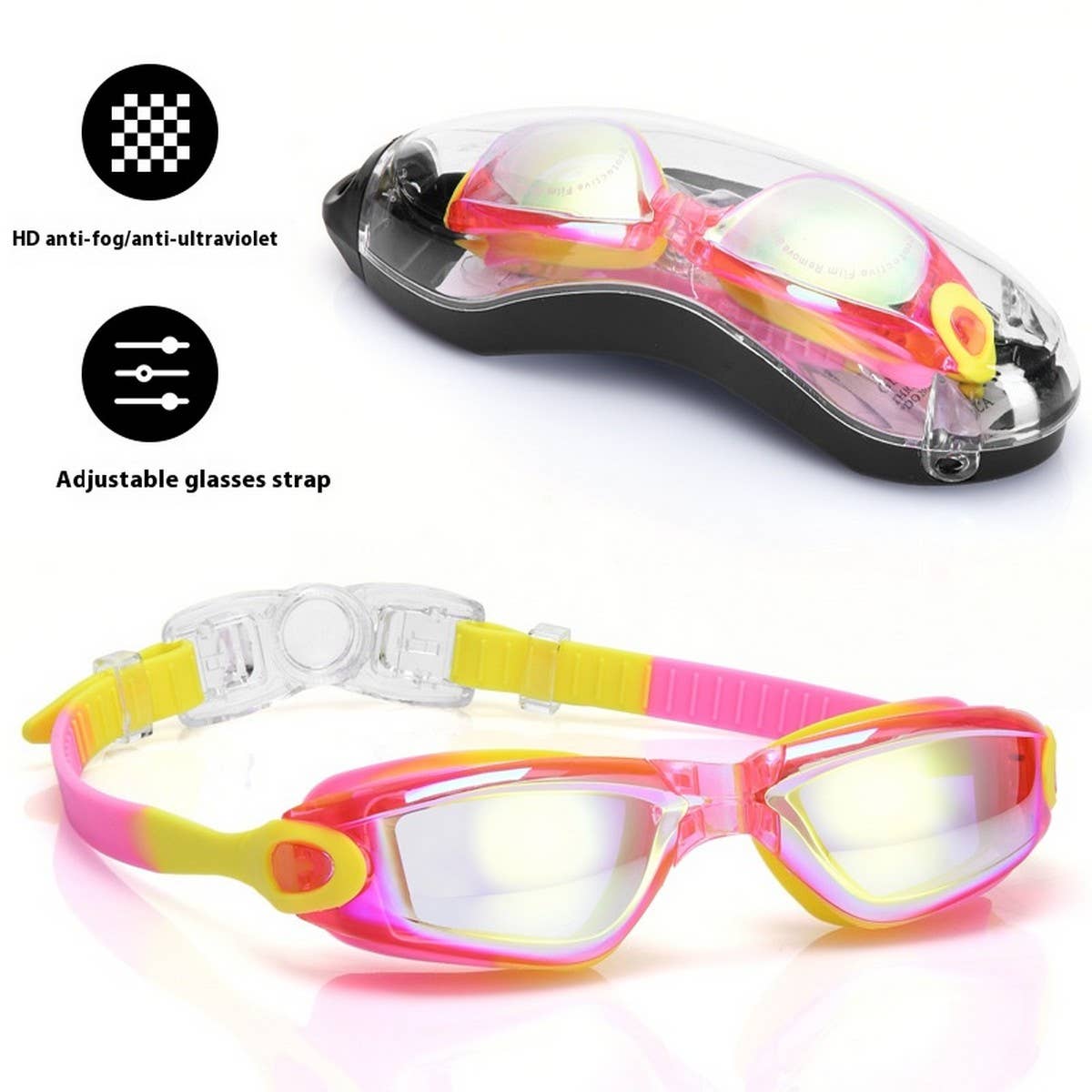 Kids Swim Goggles, HD Mirror, Anti-Fog Waterproof