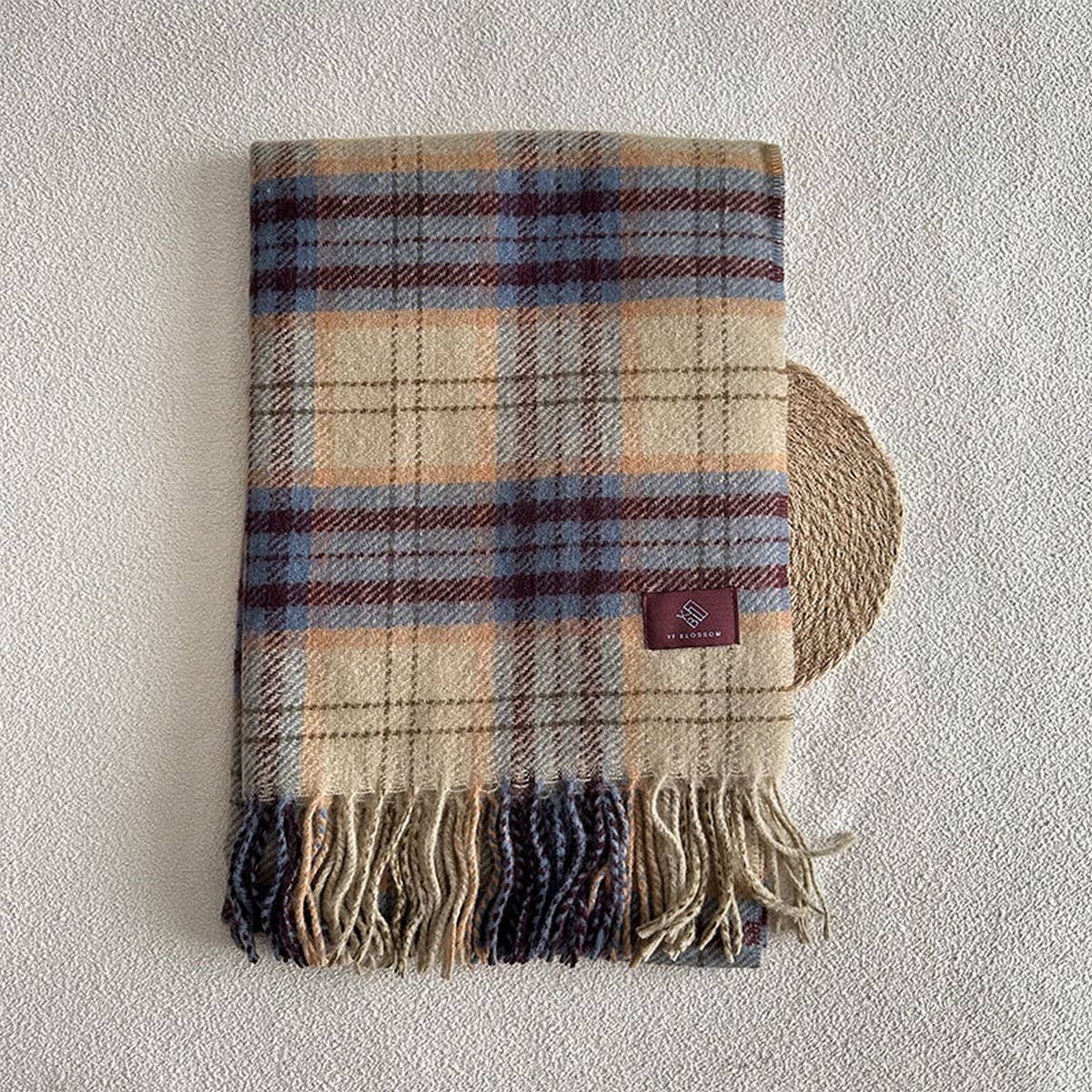 Plaid Wool Scarf for Women ??Cozy Winter Knit_CWASC2336
