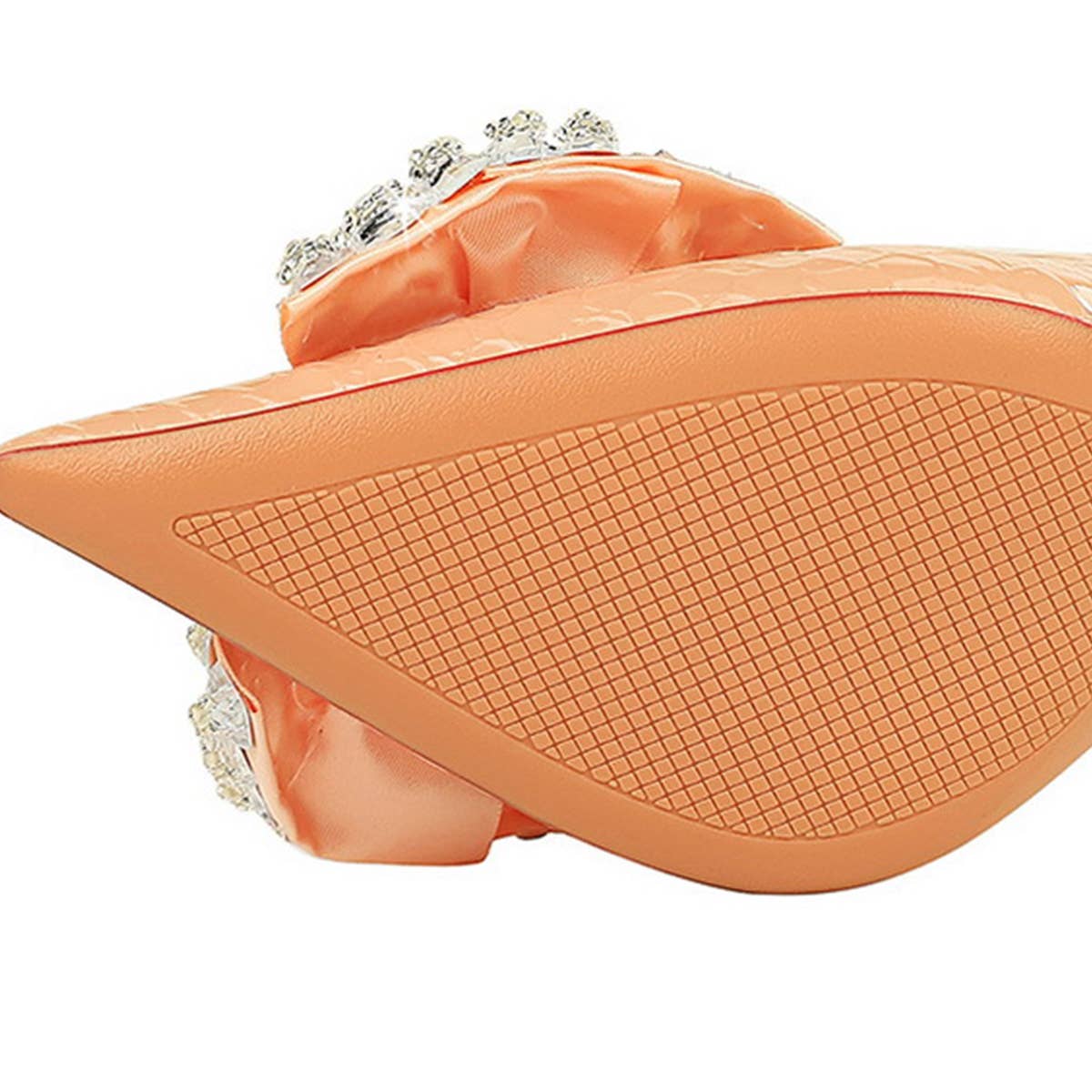 SHALLOW POINTED TOE RHINESTONE BOW HIGH HEELS