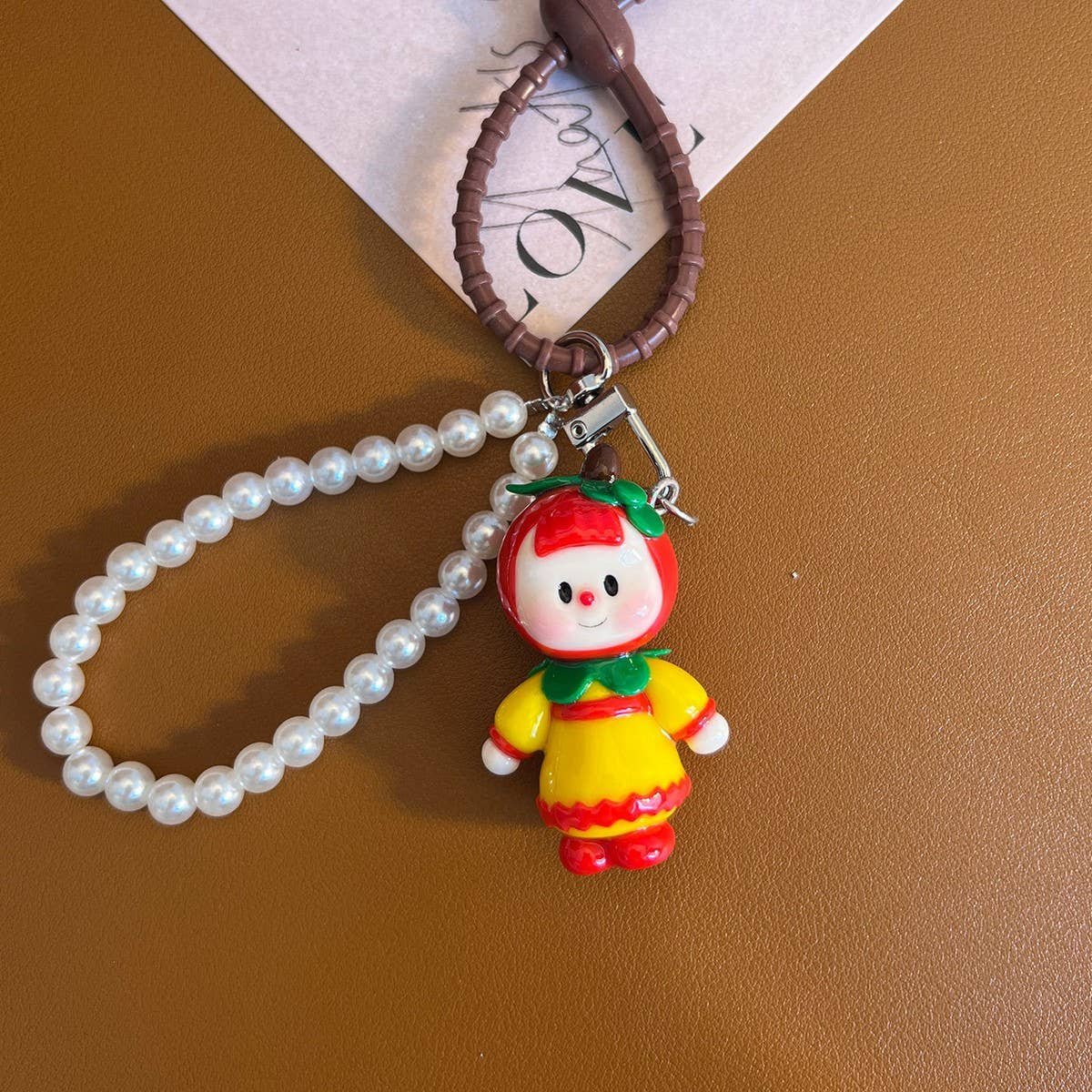 New Cartoon Clay Keychain Pearl Chain Gift Charm