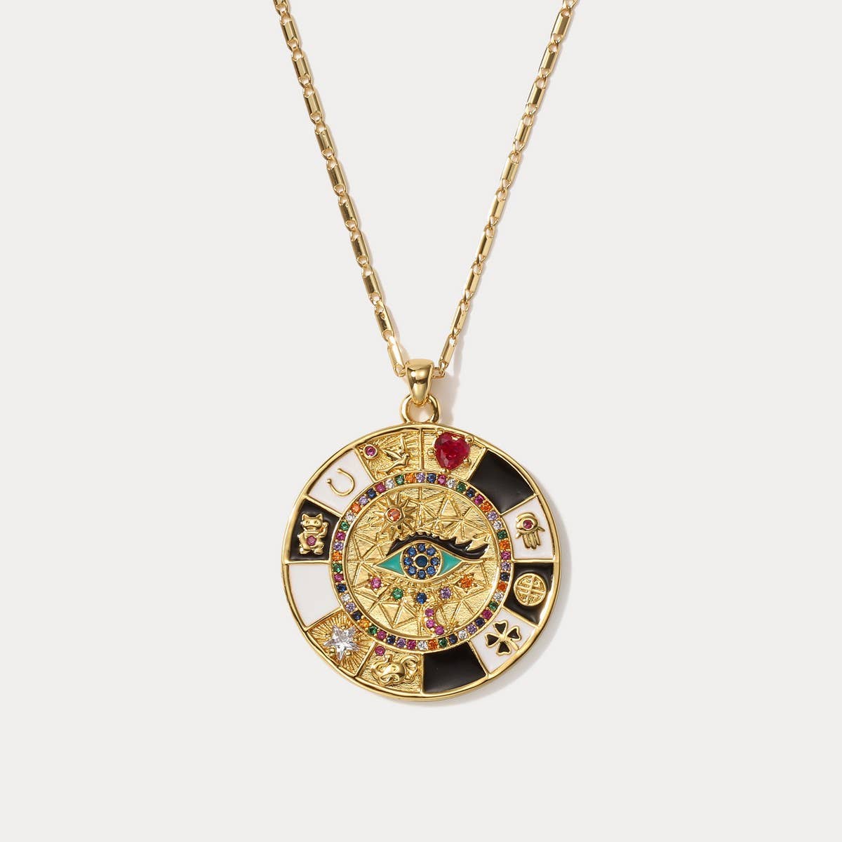 FASHIONABLE EVIL EYE NECKLACE SUNFLOWER TAG WOMEN