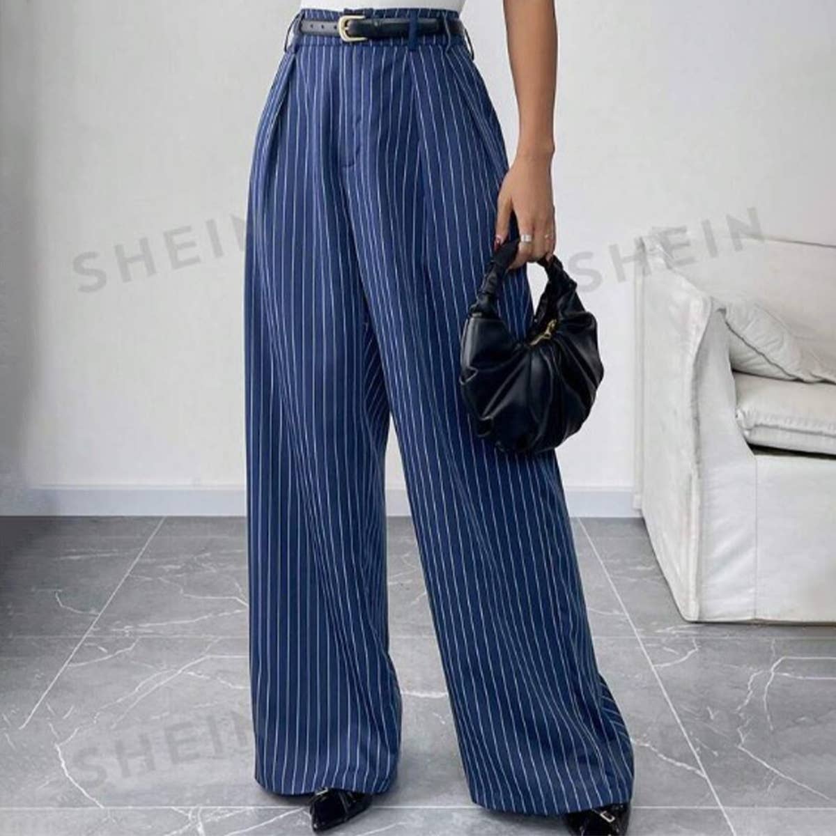 Sagging straight leg casual floor length pants
