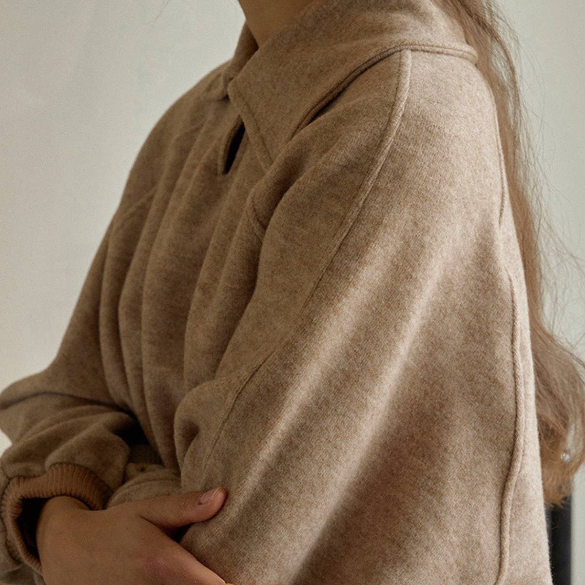 Lapel single button stitching thread hoodie