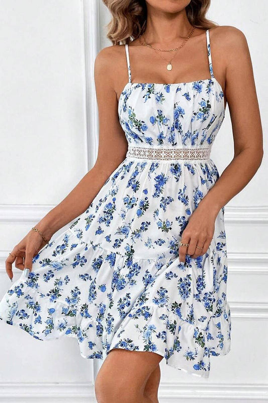 CWDSD8286_SUMMER FRENCH LACE ADJUSTABLE STRAP SHORT DRESS