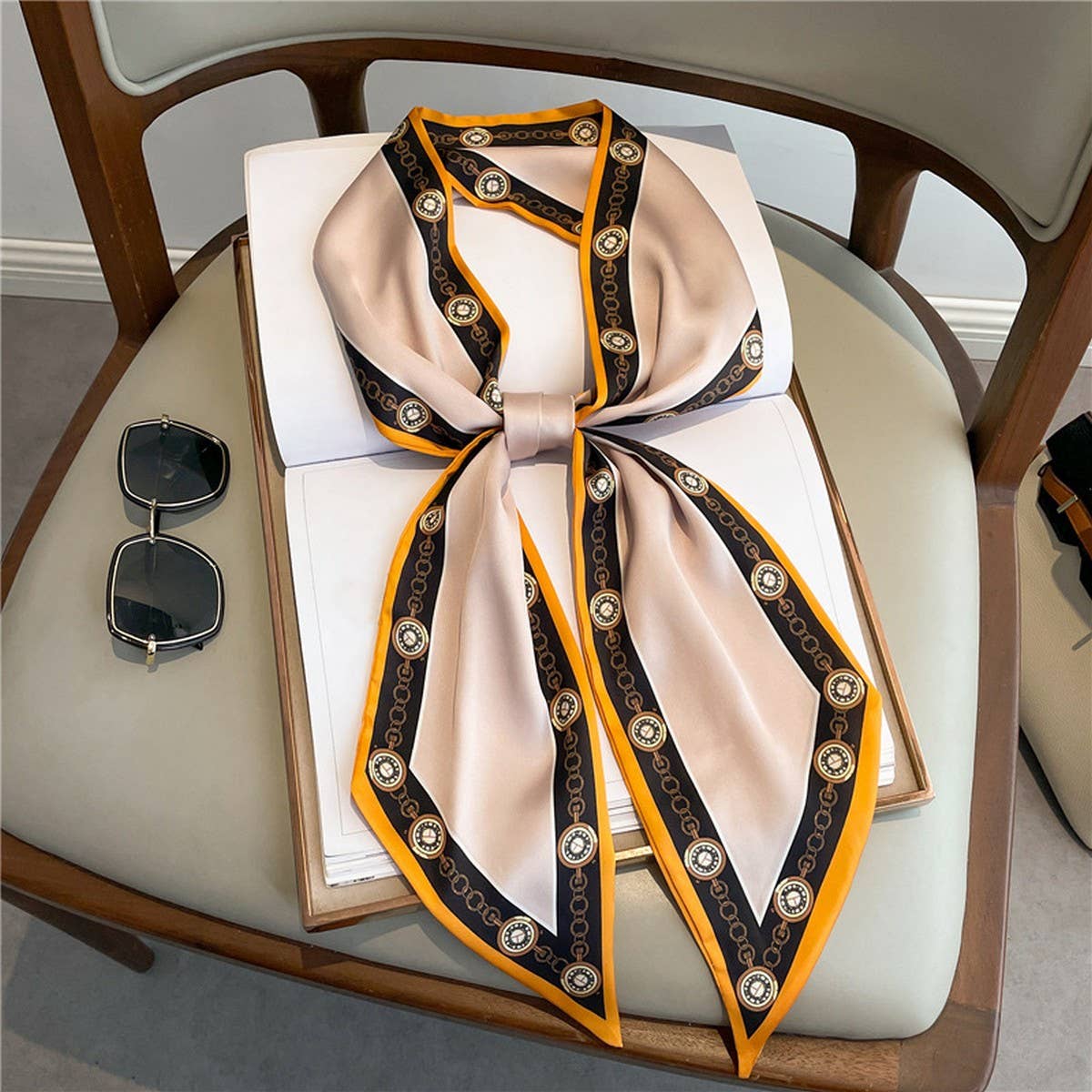 Skinny Silk Scarf for Hair, Neck or Bag Wrap_CWASC1512🎗️