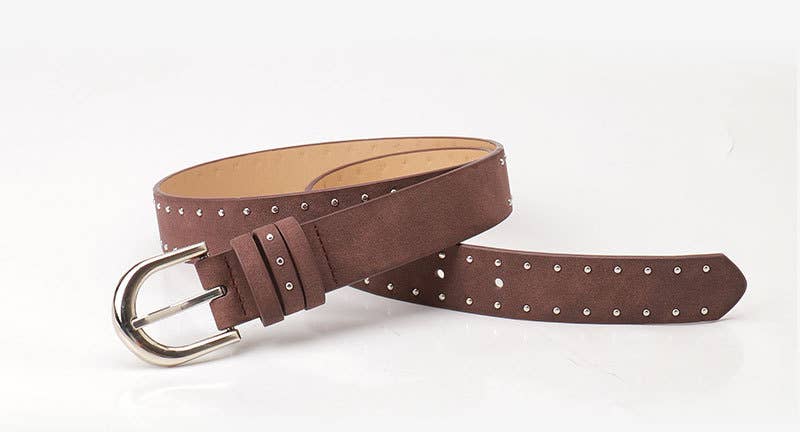 Pressed bead cowboy style suede buckle belt