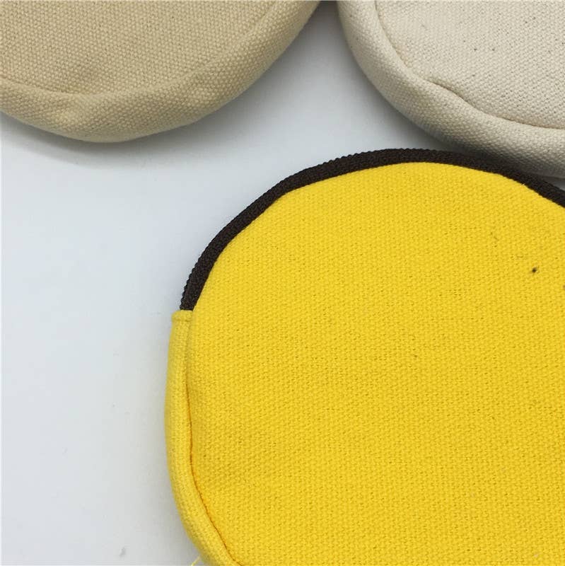 Round cartoon canvas coin purse and money bag