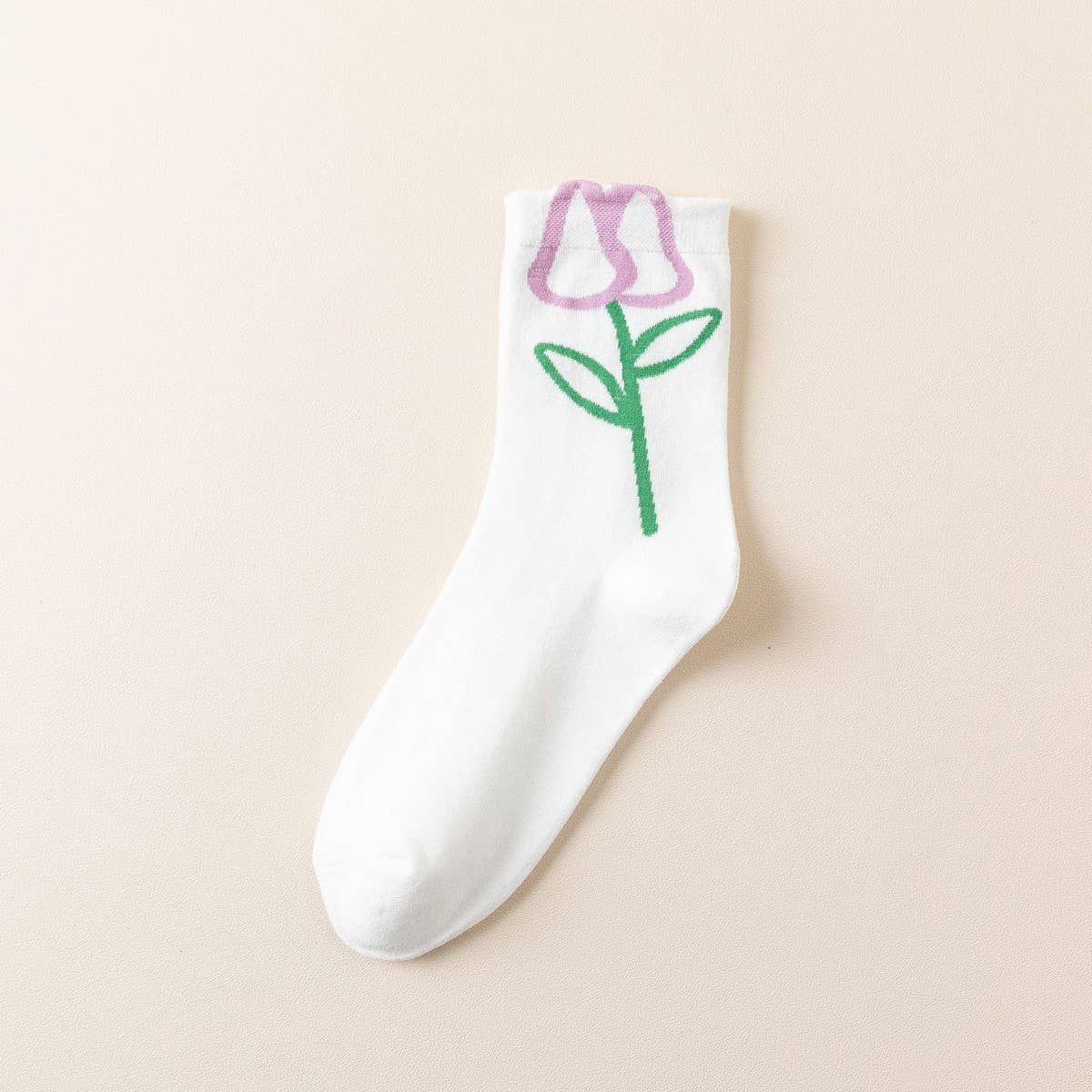 COLLEGE STYLE COTTON BREATHABLE TULIP FLOWER SOCKS