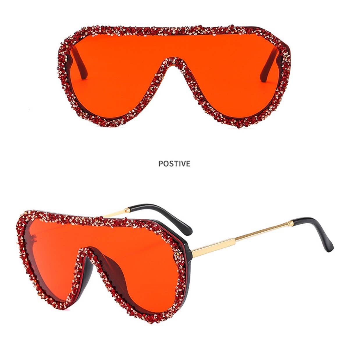 LUXURY RHINESTONE STATEMENT ONE-PIECE SUNGLASSES