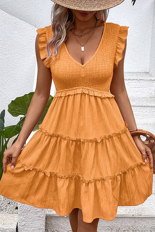 CWDSD7818_TEXTURED CASUAL SLEEVELESS PATCHWORK DRESS