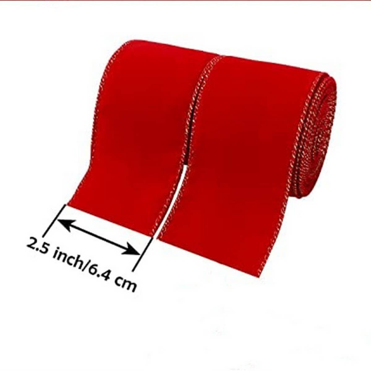 CWMM10195_RED VELVET CHRISTMAS RIBBON WITH GOLD EDGE
