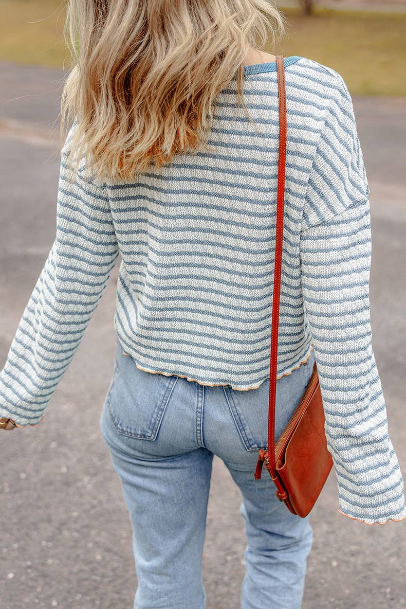 SIMPLE ALL-IN-ONE STRIPED PRINTED RUFFLE HOODIE