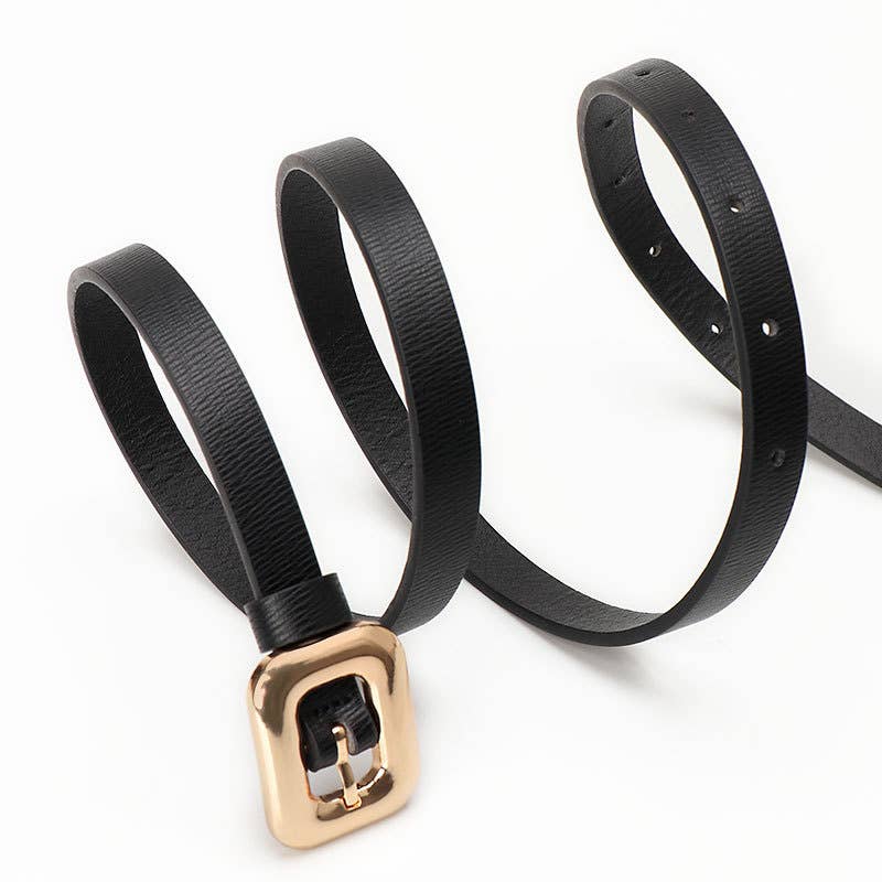 Simple alloy square buckle women's belt