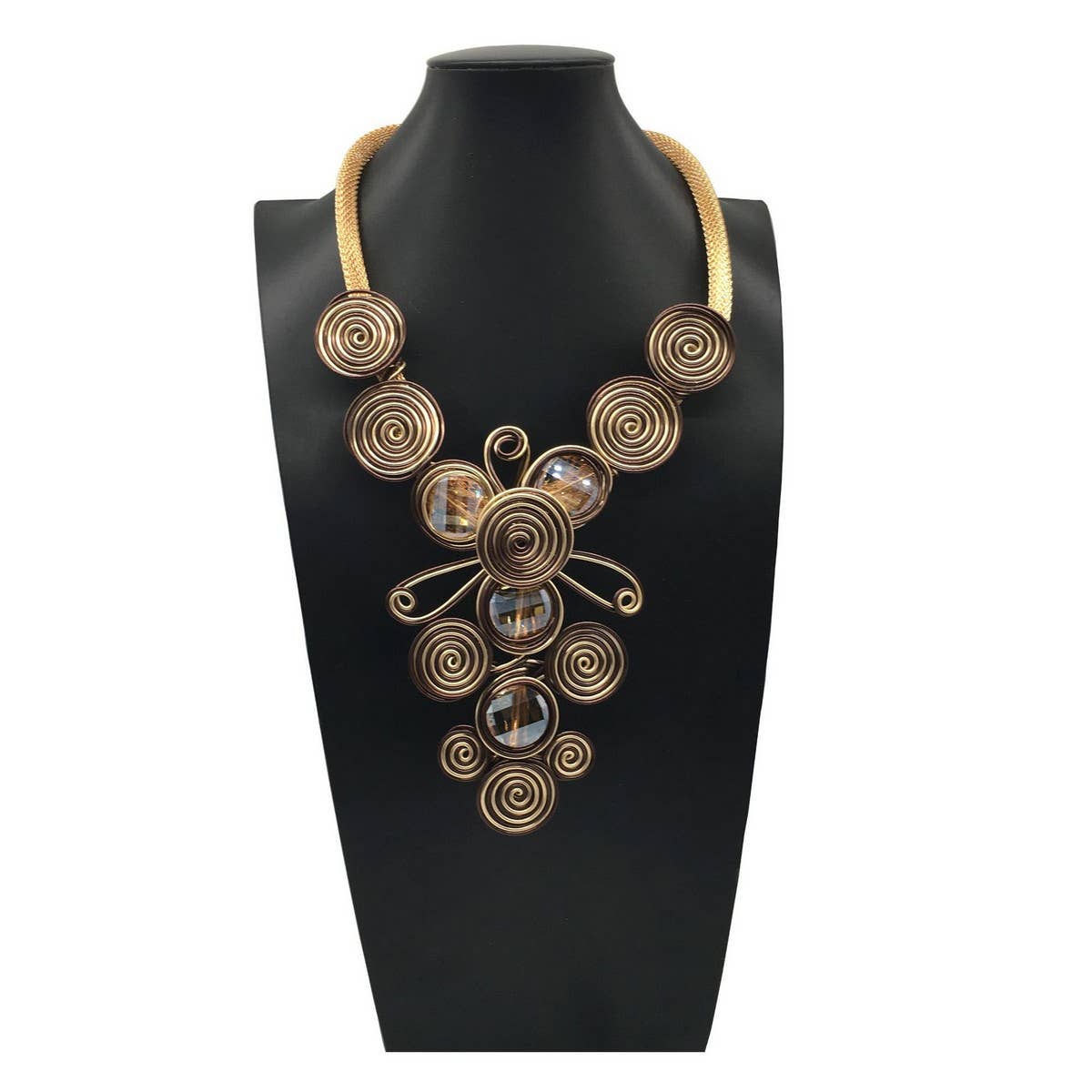 CRYSTAL ALUMINUM WIRE NECKLACE EARRING SET