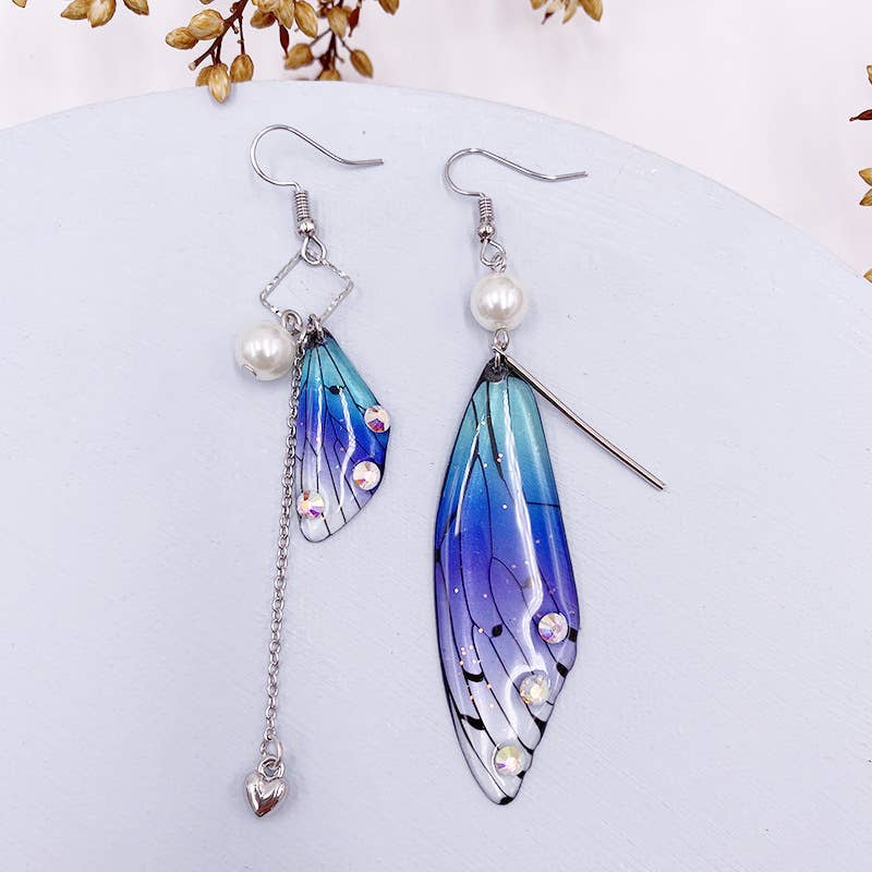 Fashionable imitation cicada wing earrings