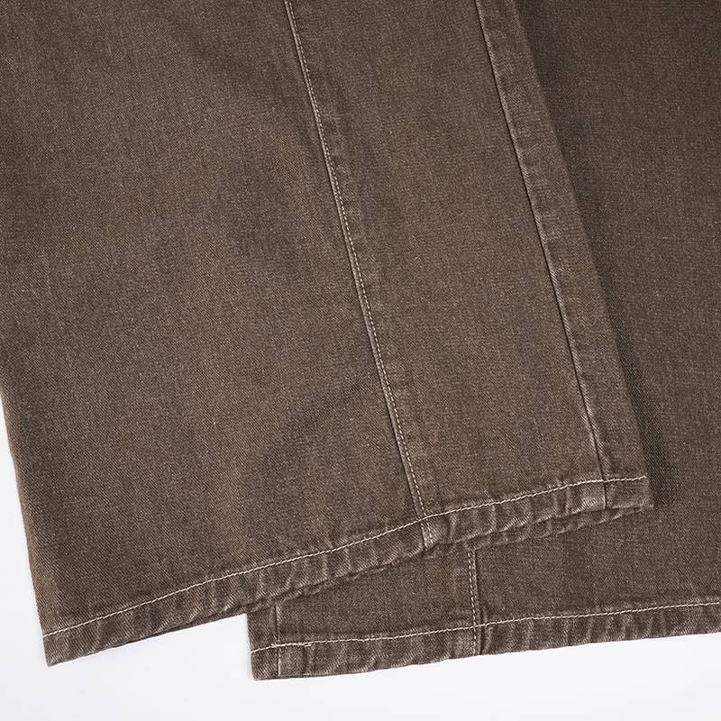 Maillard distressed loose-cut straight-leg jeans