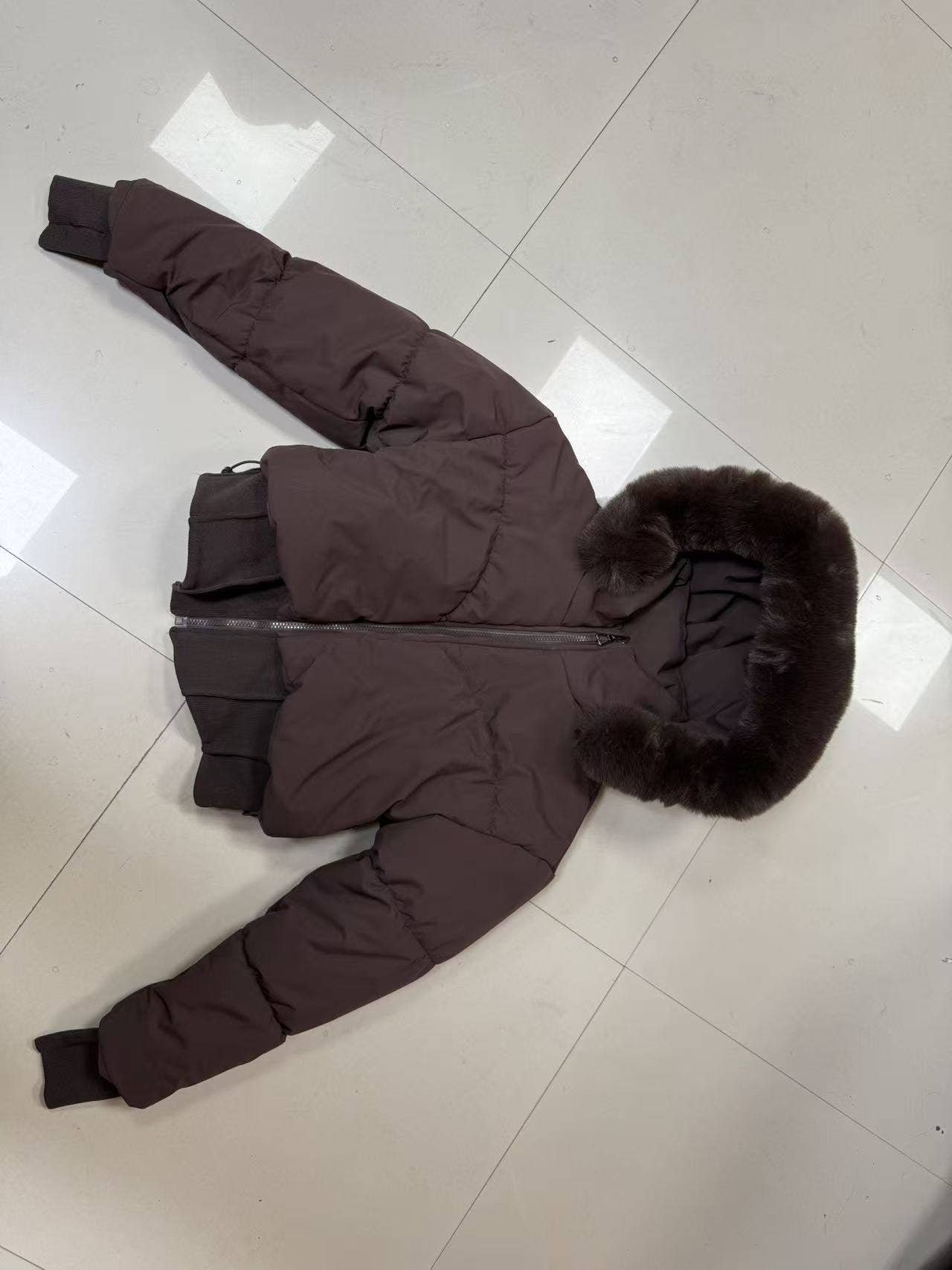 Thick cotton-padded jacket with a cinched waist