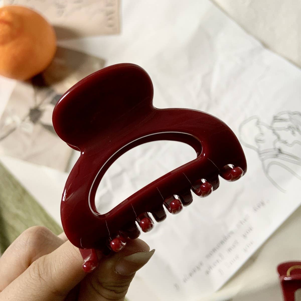 CWAHA4448_NEW RED ELEGANT AND HIGH-END HAIRPIN