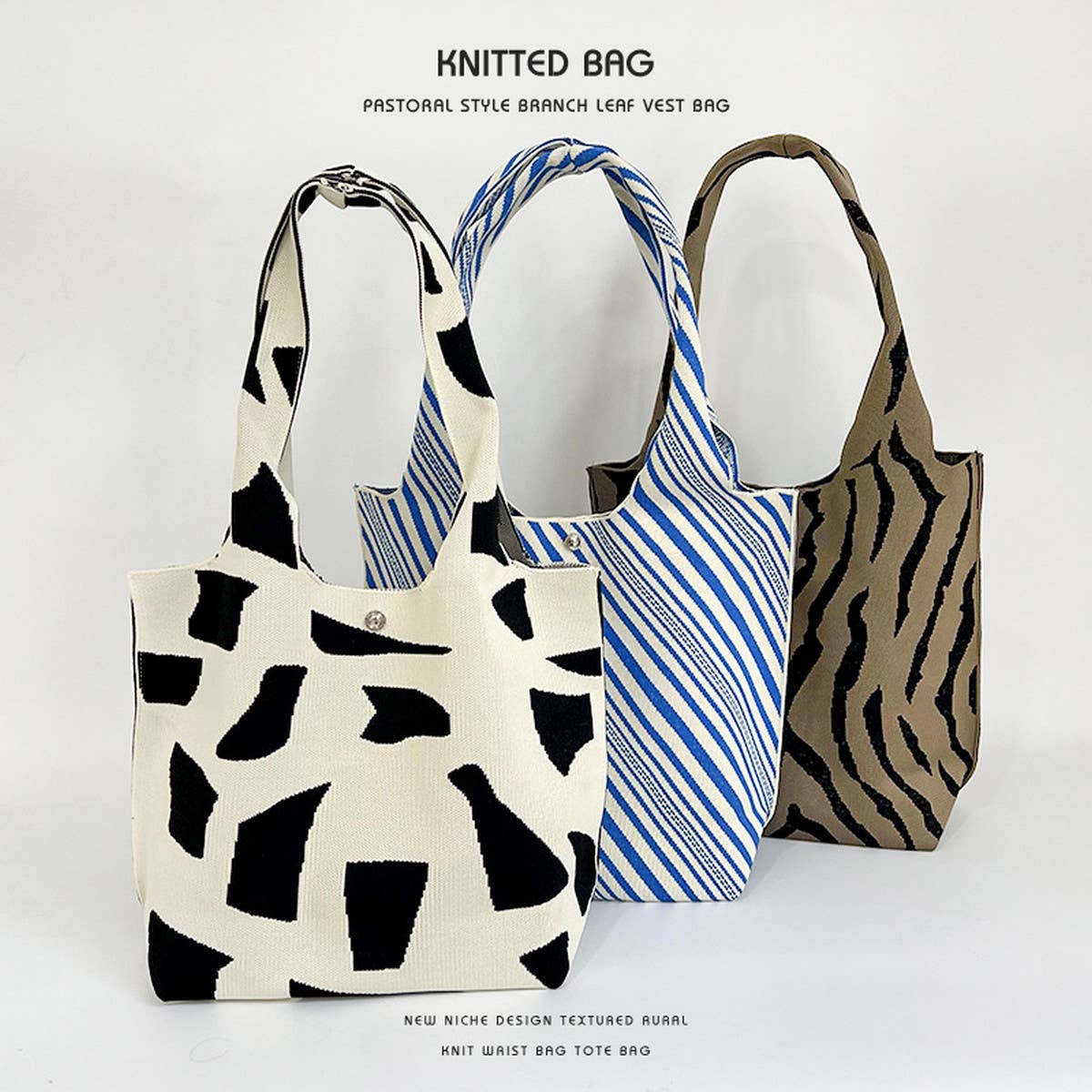 NEW NICHE DESIGN PATTERN KNITTED SHOULDER HANDBAG_CWAB2377