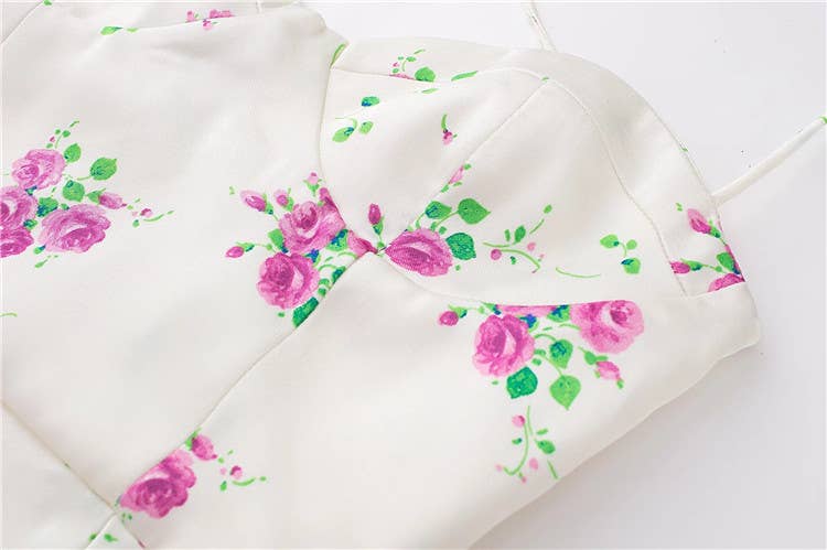 Strapless collar print cross-strap halter dress