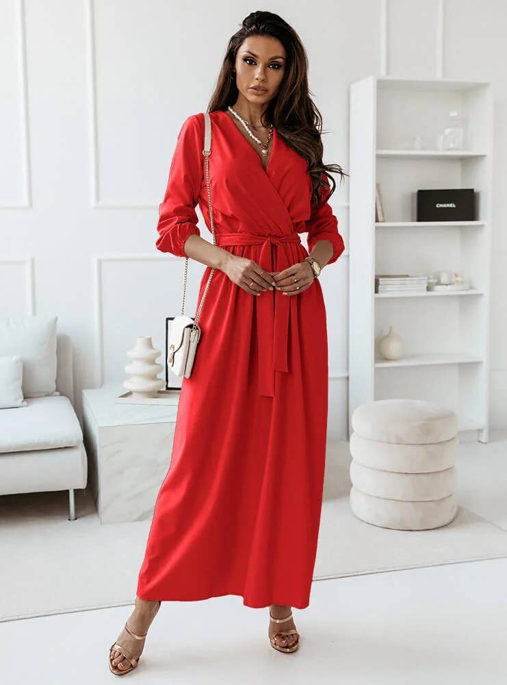 TEMPERAMENT WAIST SLIM SKIRT LONG SLEEVE DRESS