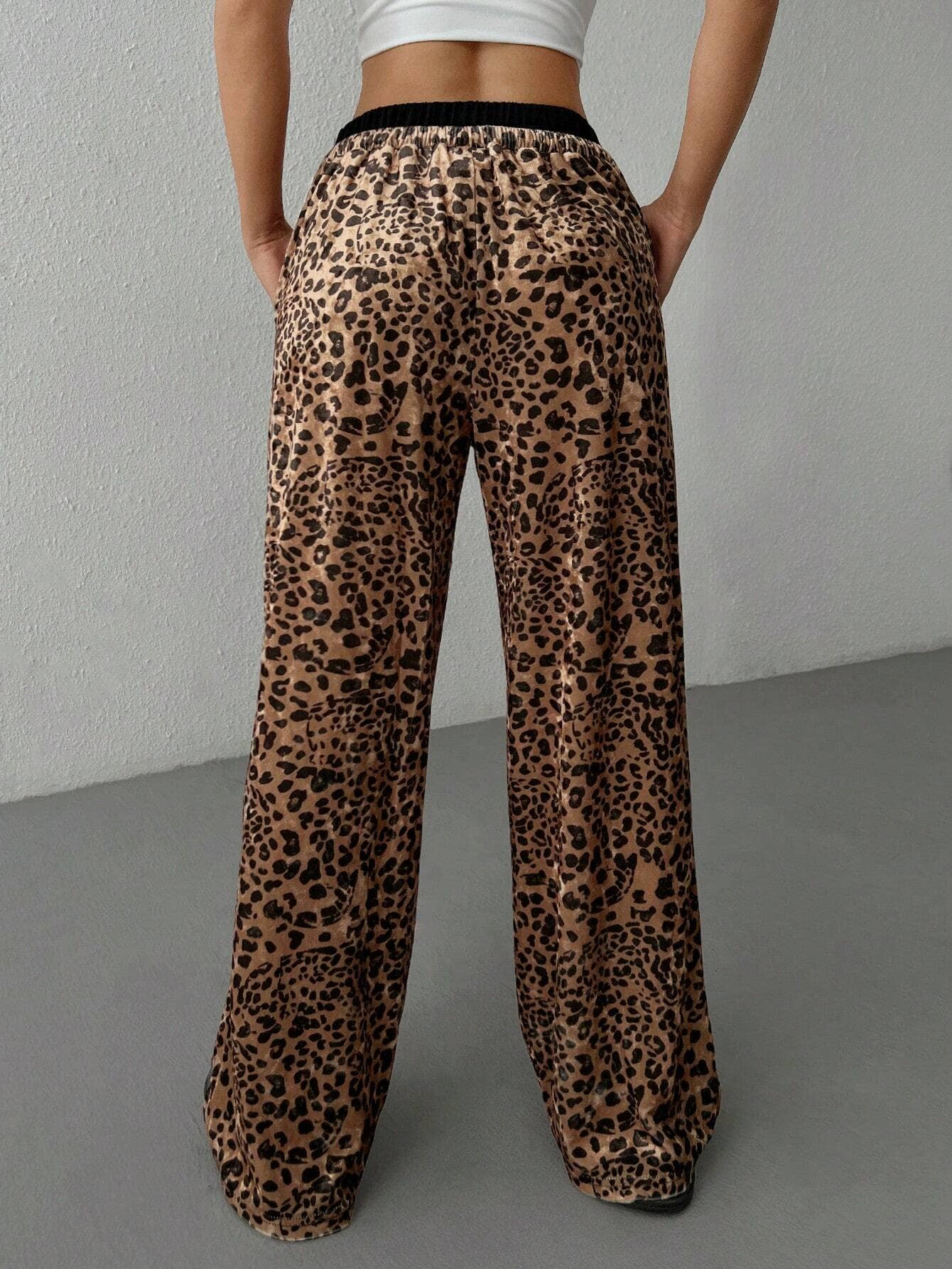 LOOSE SAG LEOPARD PRINT TREND PANTS