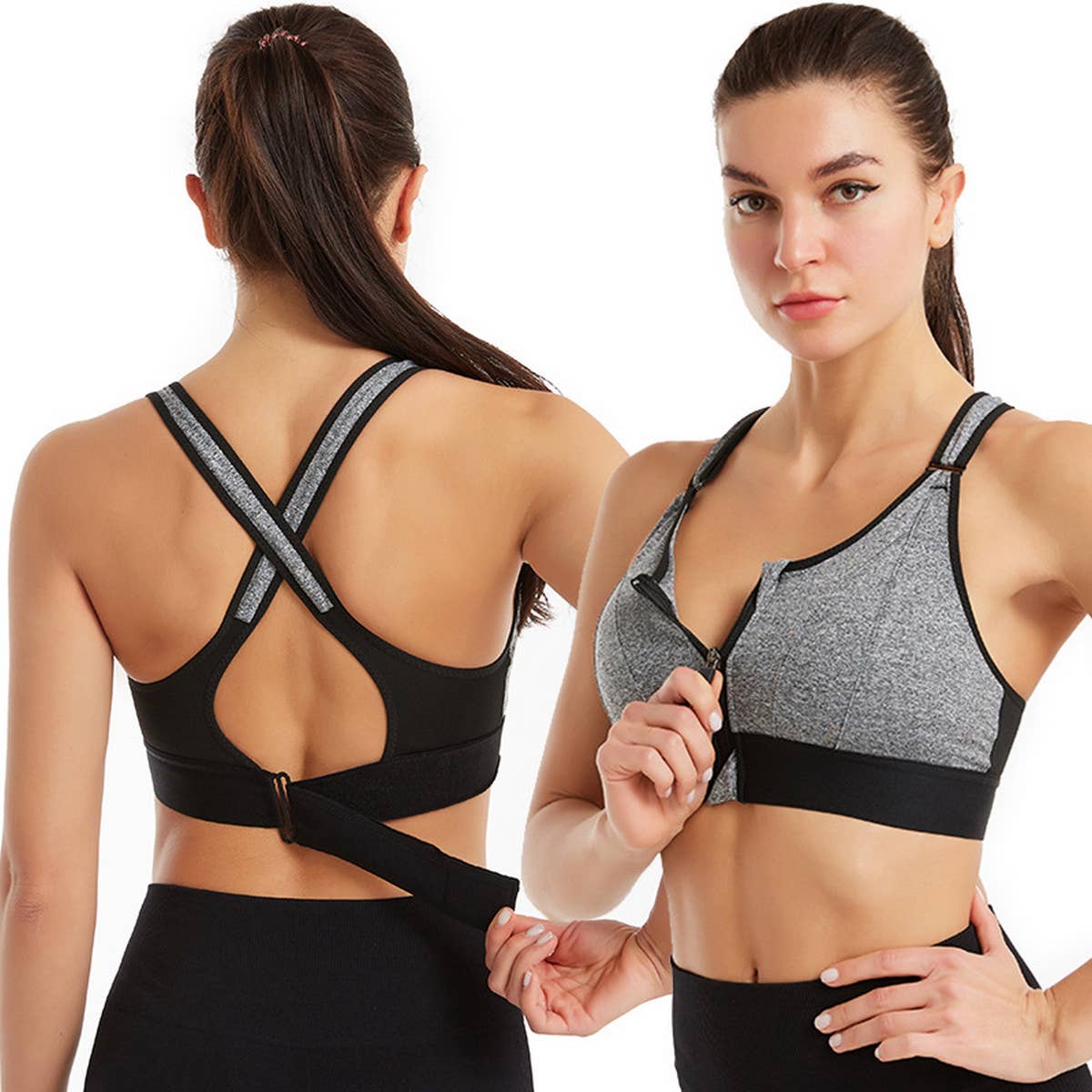 NEW ADJUSTABLE ZIPPER SPORTS YOGA BRA