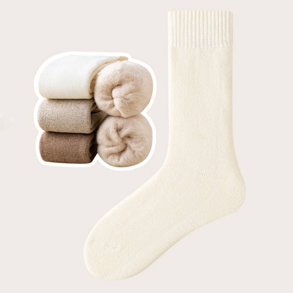 Thermal Fleece-Lined Crew Socks for Women, Winter