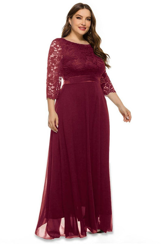 CWDMD3231_PLUS SIZE LACE EVENING DRESS