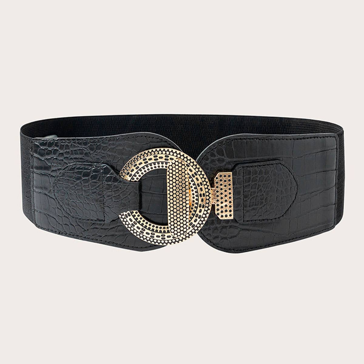 Retro crocodile print button-down waist belt