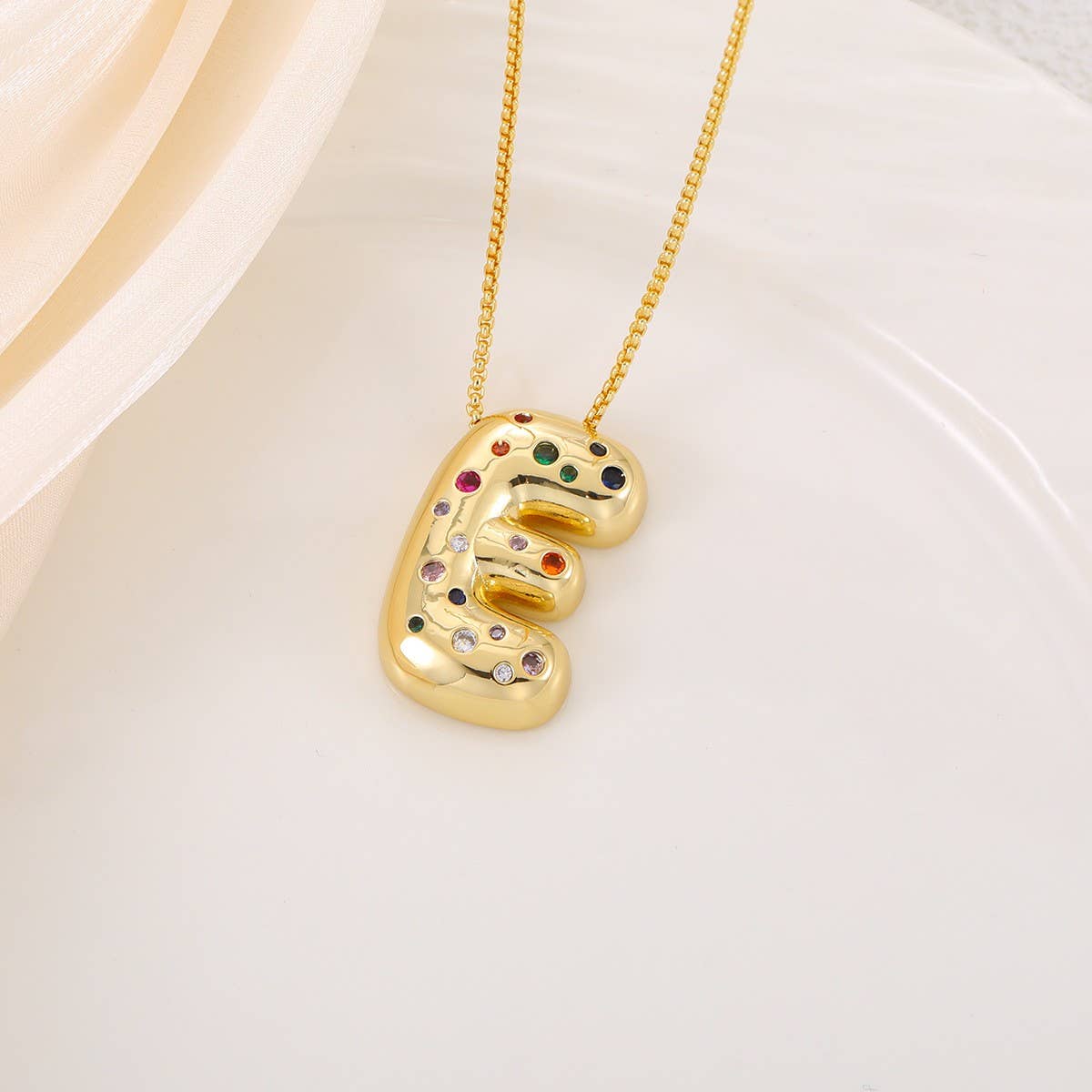 Creative Glossy Colorful Letter Pendant Necklace