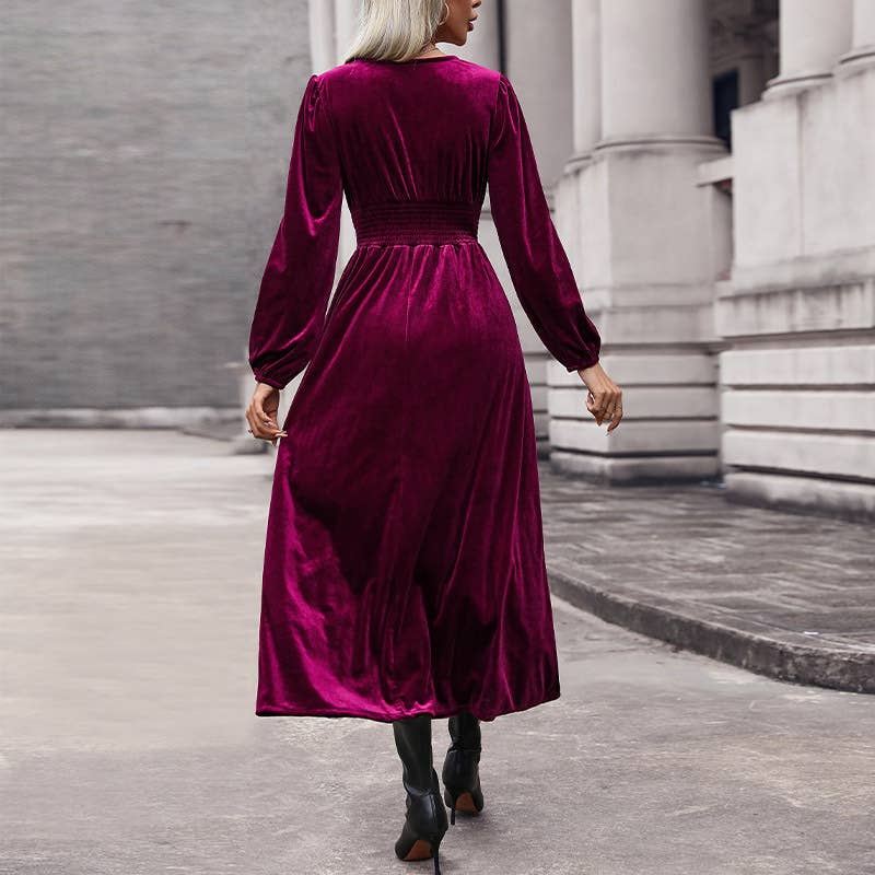 VELVET LONG DRESS LACE GOWN LONG DRESS