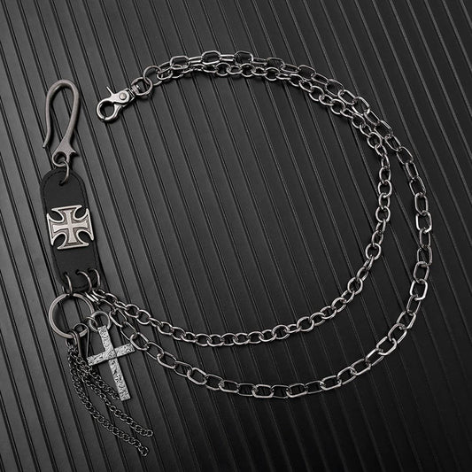 HIP-HOP RETRO CROSS PENDANT PANTS CHAIN