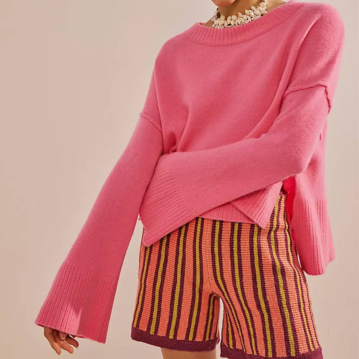 STYLISH LOOSE CREW-NECK LONG-SLEEVED SWEATER