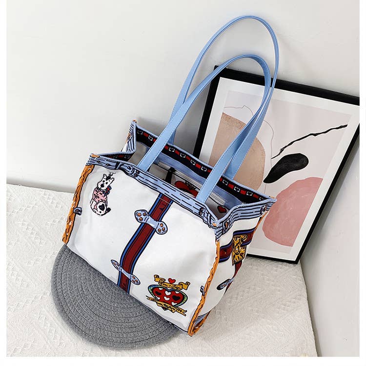 Canvas versatile and large-capacity handbag