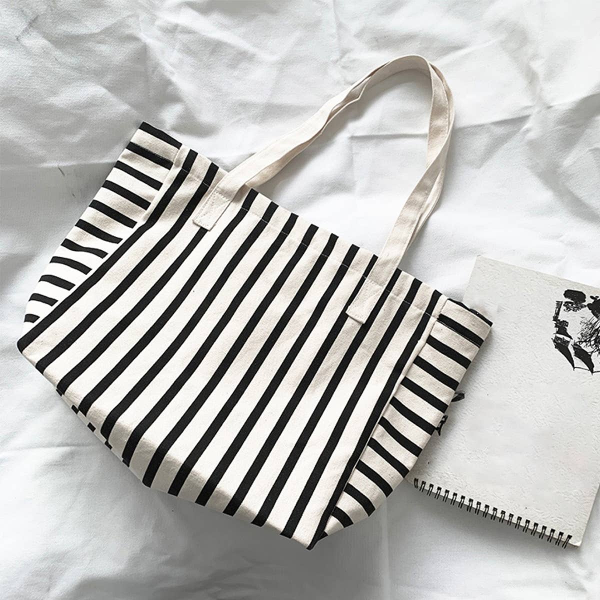 NEW STRIPED LARGE CAPACITY CANVASBAG_CWAB2136