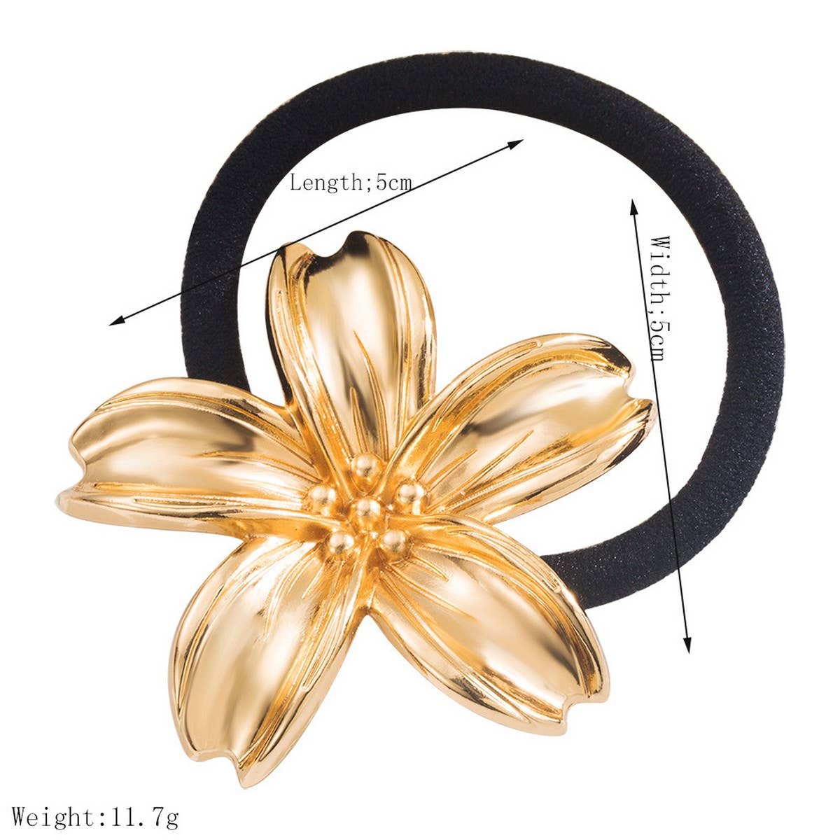 Metal Leaf Flower Elastic Hair Tie for Women
