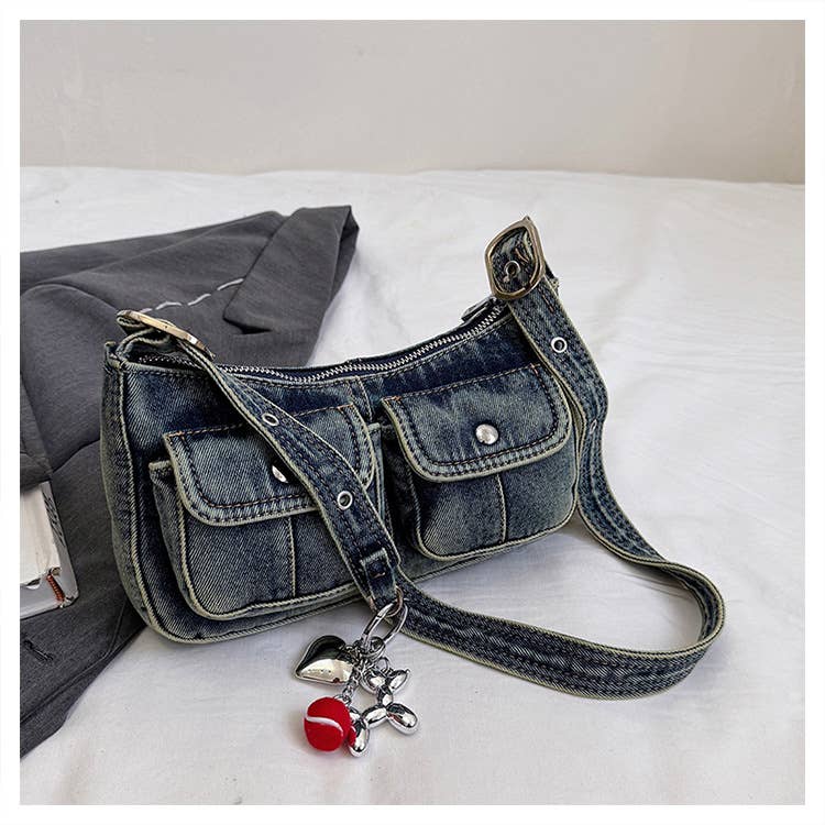 Fashionable denim single-shoulder crossbody bag