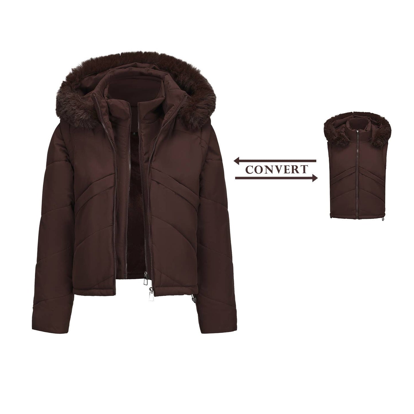 Two detachable cotton-padded jackets