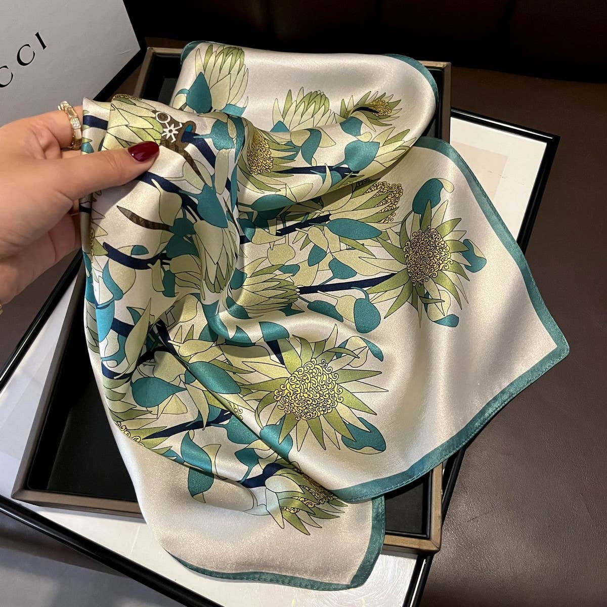 Scarf Autumn Floral, Long Silk Neck Scarf & Shawl