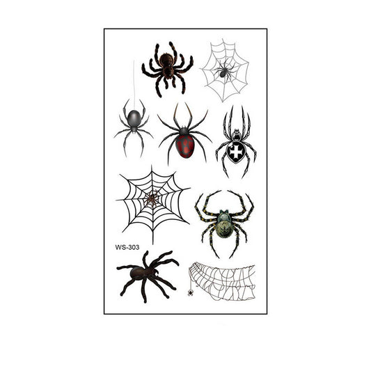 Waterproof 3D Spider & Web Tattoos for Halloween