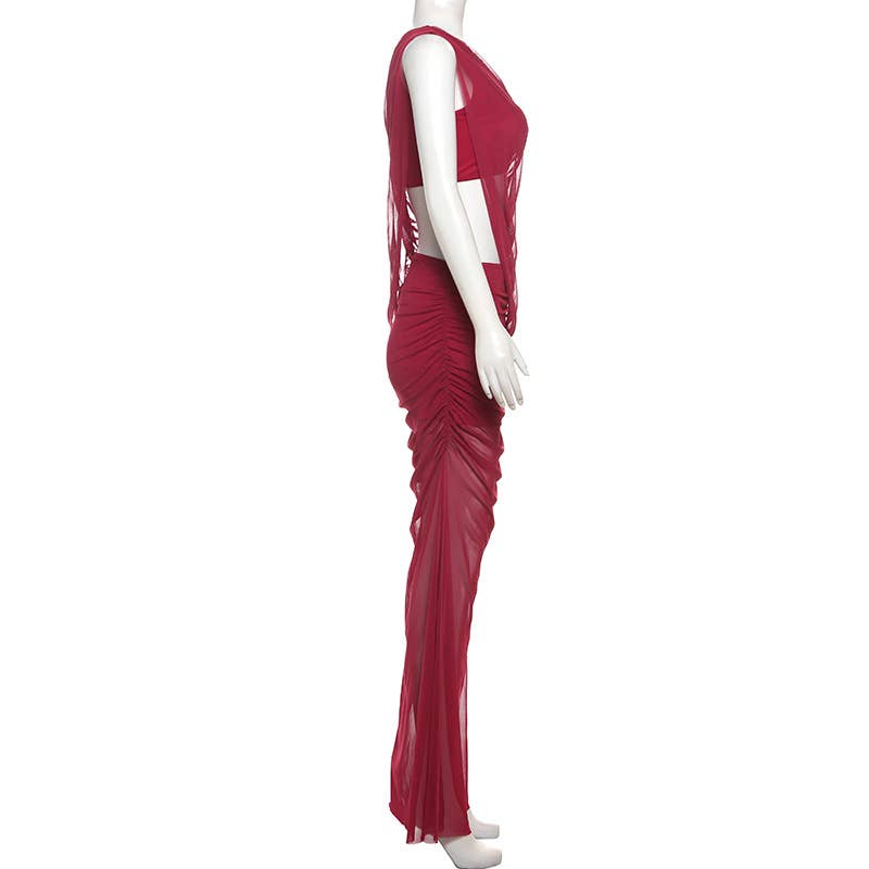 Sexy Off-Shoulder Crop Top with Bodycon Skirt Set