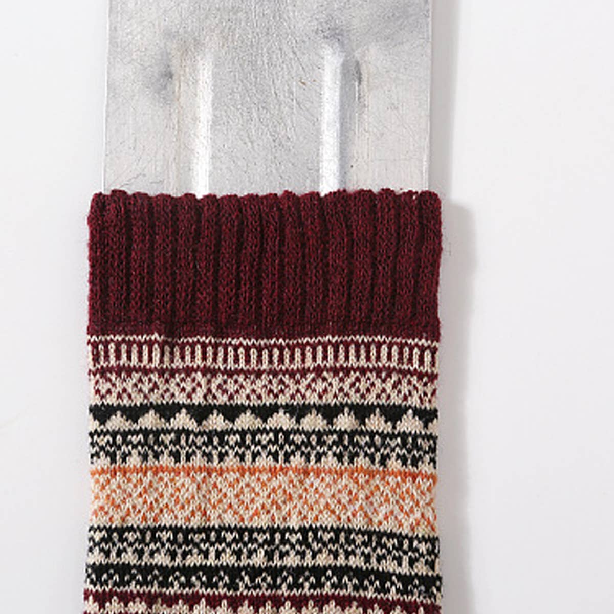 5 PAIRS OF ETHNIC STYLE SMALL DIAMOND WOOL SOCKS_CWMS0677