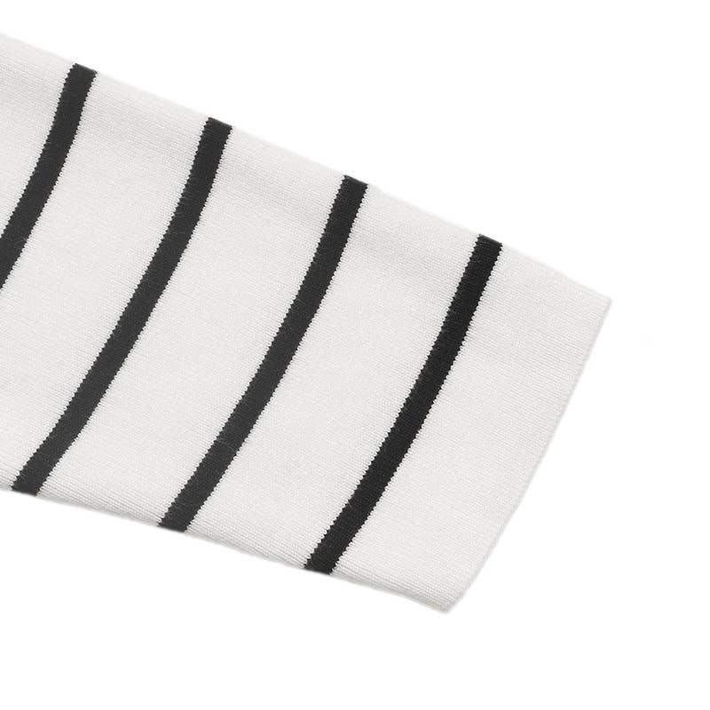 V-neck long-sleeved striped knitted sweater