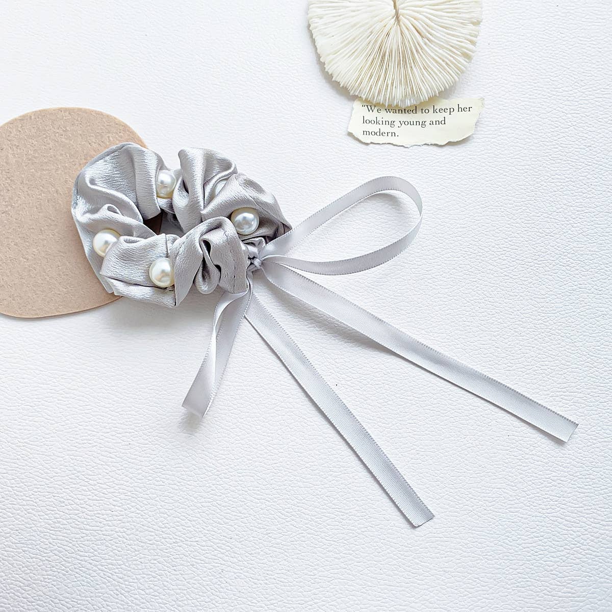 VINTAGE PEARL INTESTINE HAIR ROPE_CWAHA0807