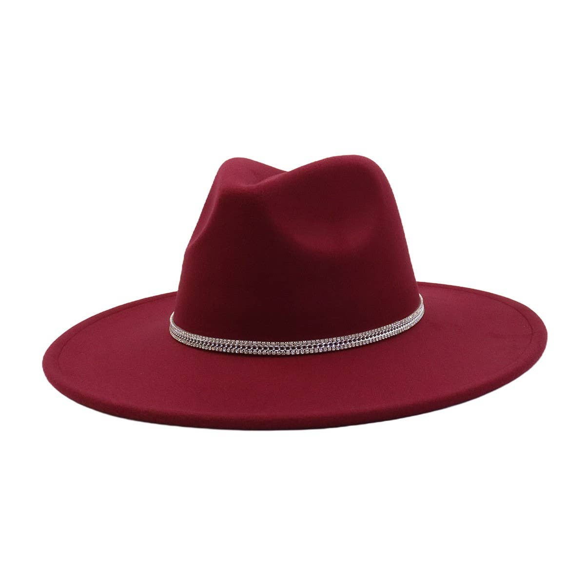 Unisex Wool Fedora Hat Ethnic Flat Brim Style_CWAH04402